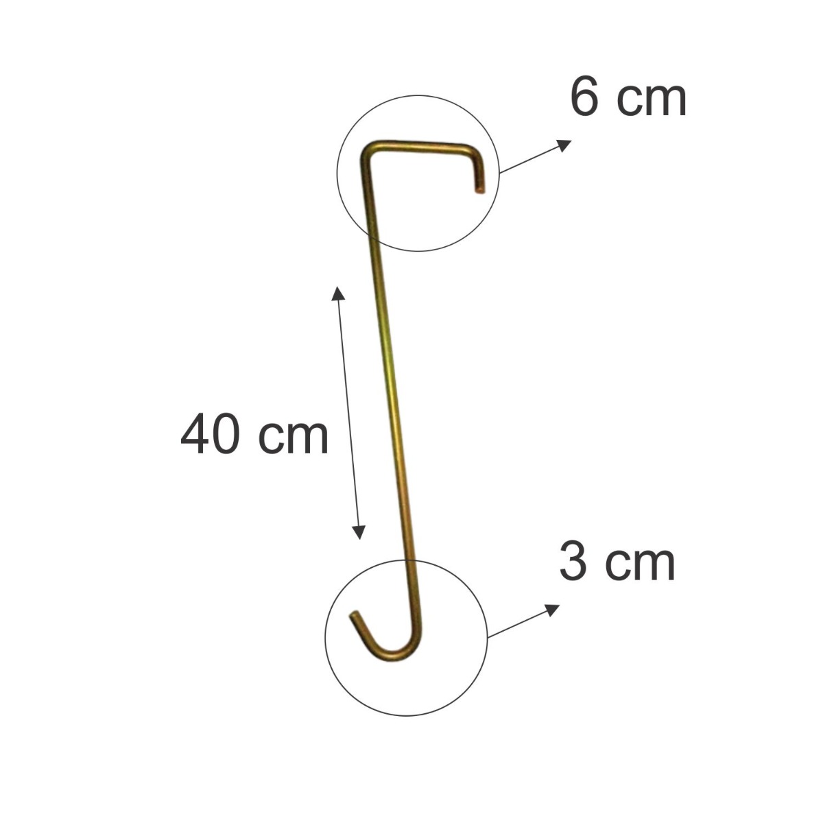 Kit 10 Ganchos de Ferro 40cm Dourado para...