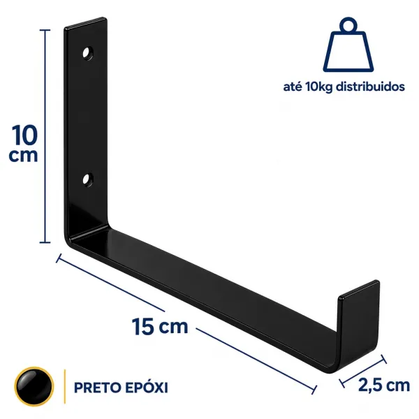 Kit 12 Mão Francesa Invertida 15cm Suport...