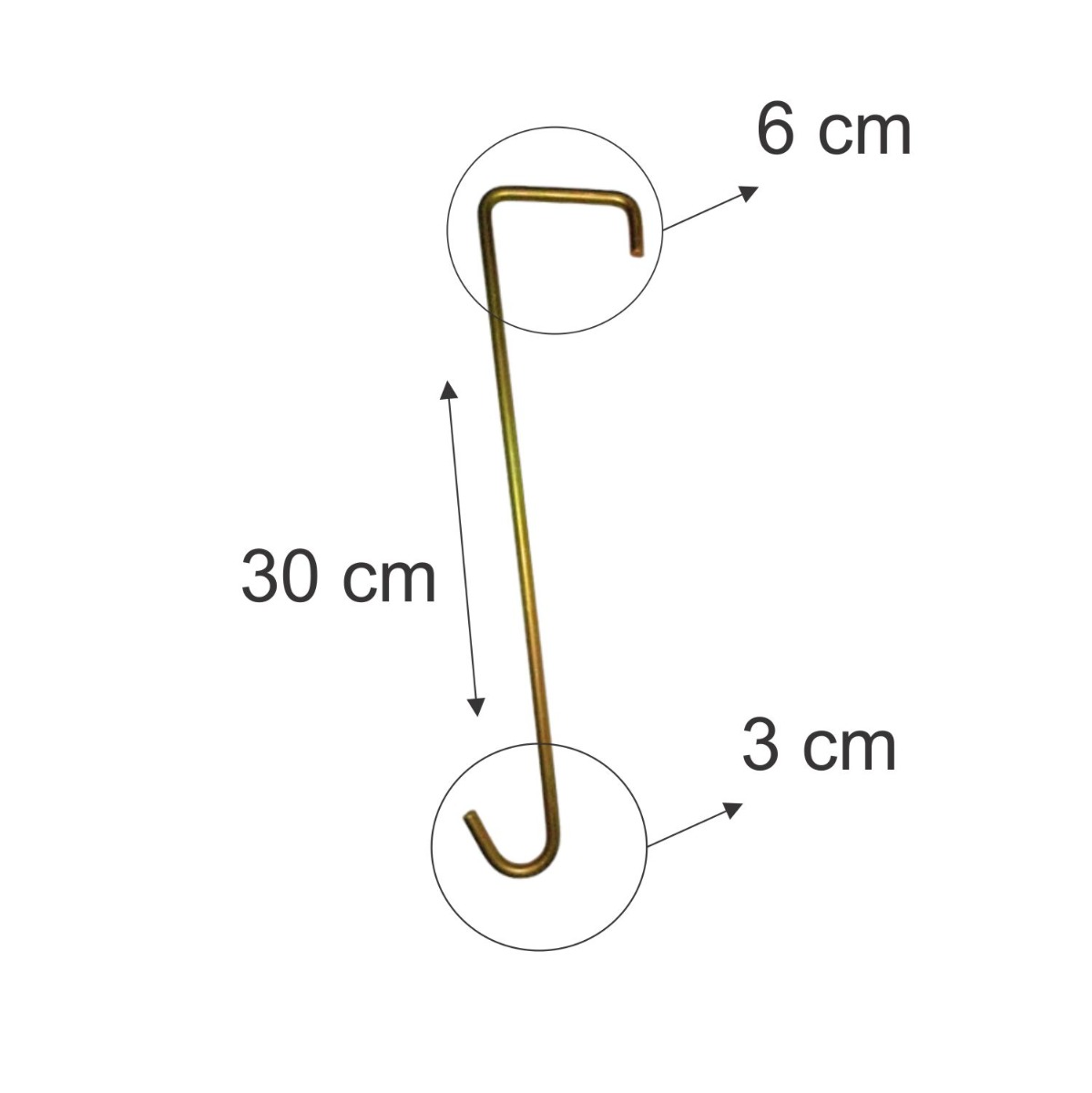 Kit 10 Ganchos de Ferro 30cm Dourado para...