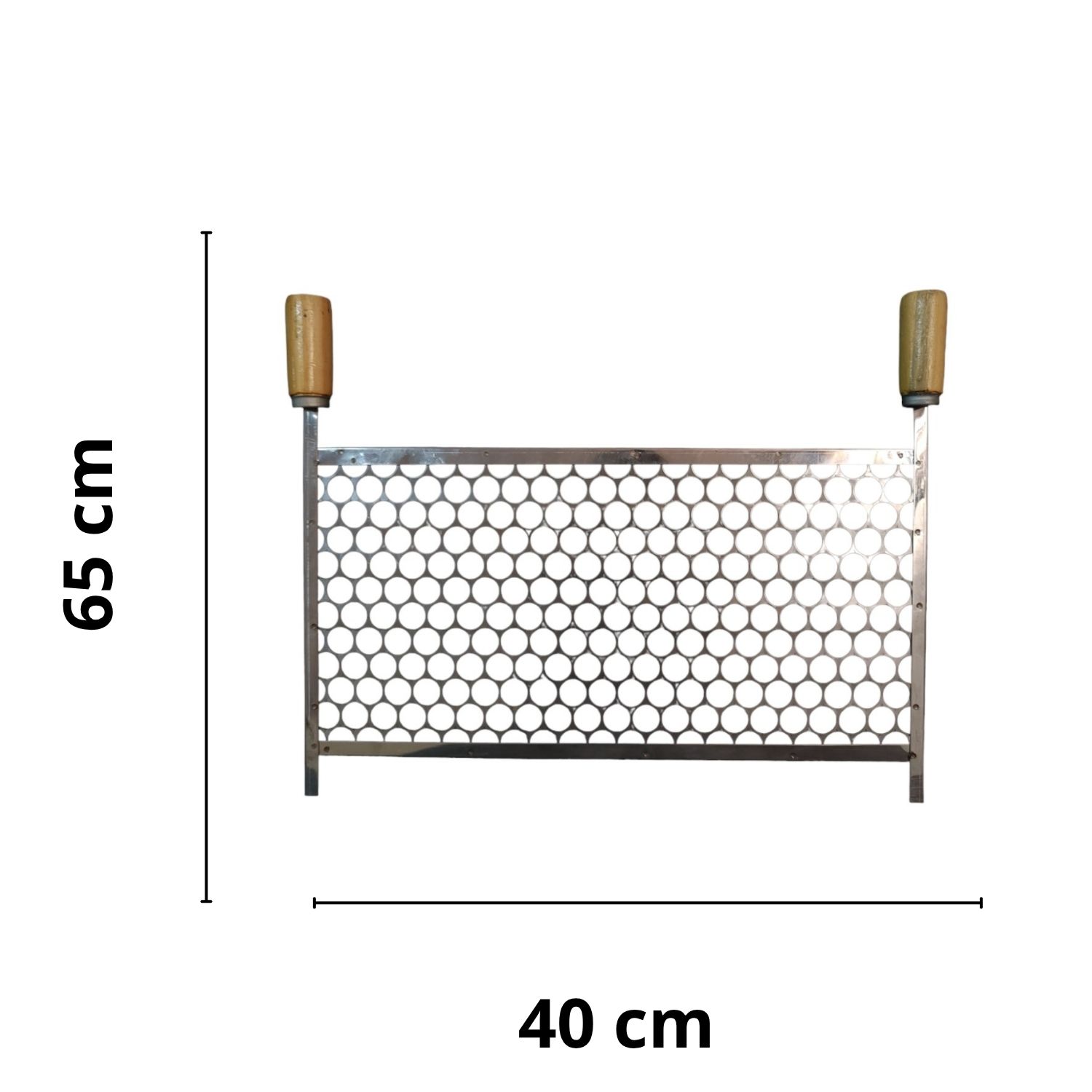Grelha Moeda Inox 40x50 com Cabo de Madei...