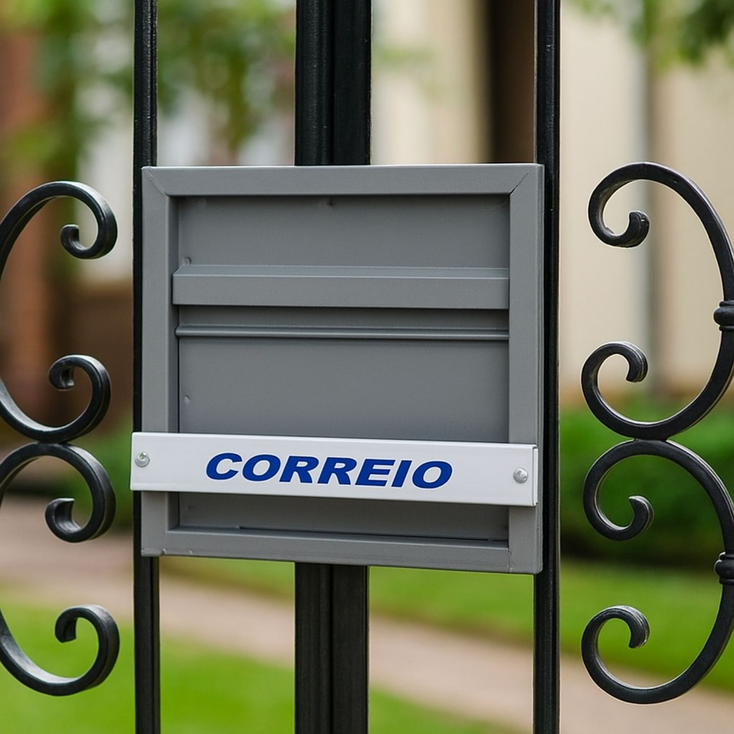 Caixa para Cartas Horizontal Cinza em Aço...