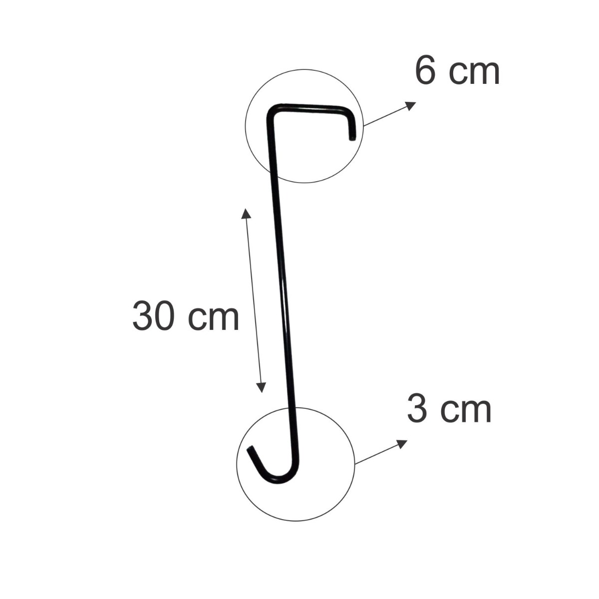 Kit 10 Ganchos de Ferro 30cm Preto para P...