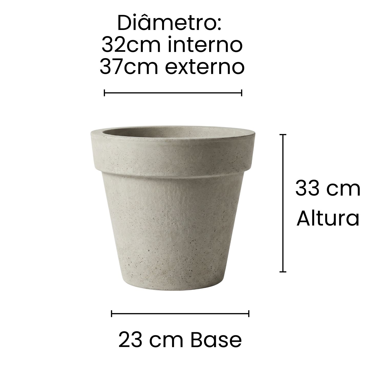 Vaso Redondo 37cm Efeito Concreto Leve De...