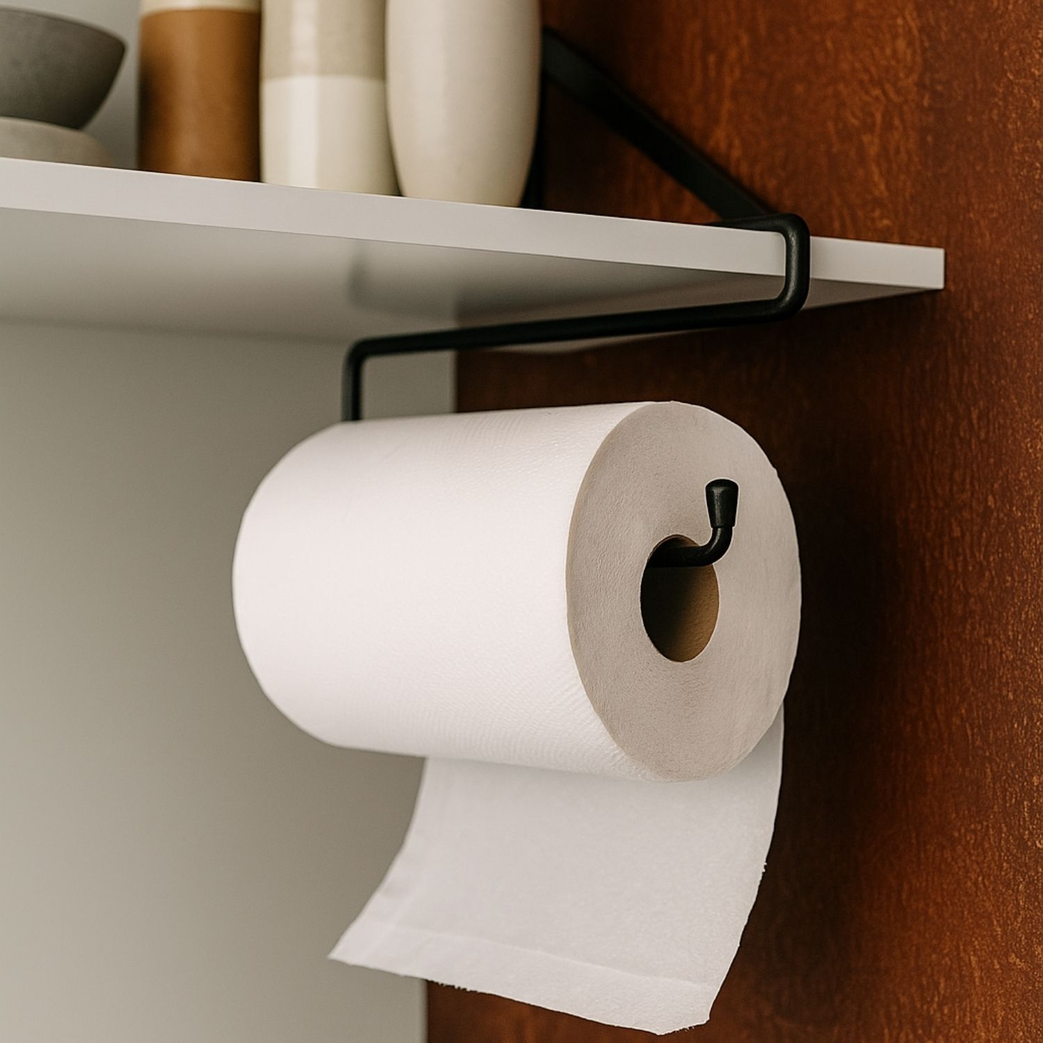 Suporte Porta Papel Toalha Preto de Pendu...
