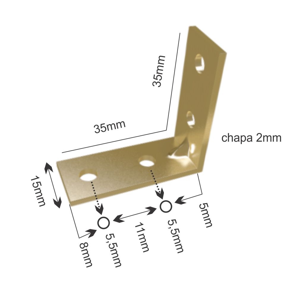 Suporte Cantoneira L 35x35mm Aço 4 Furos ...