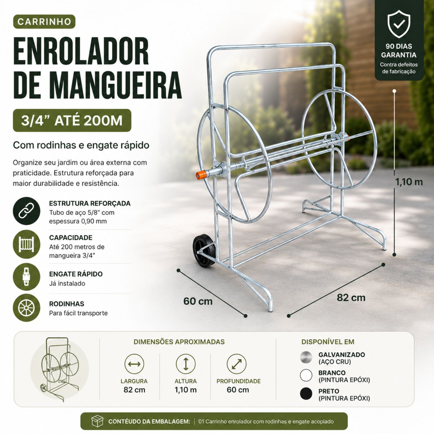 Carrinho Enrolador Mangueira 3/4 até 200 ...